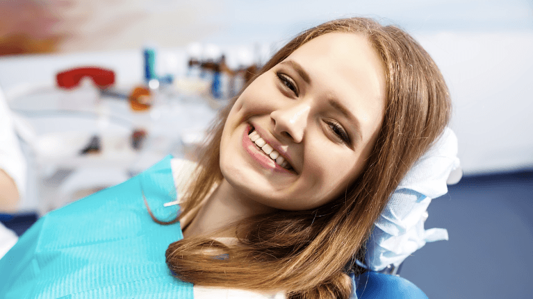 girl after a teeth cleaning in springfield 